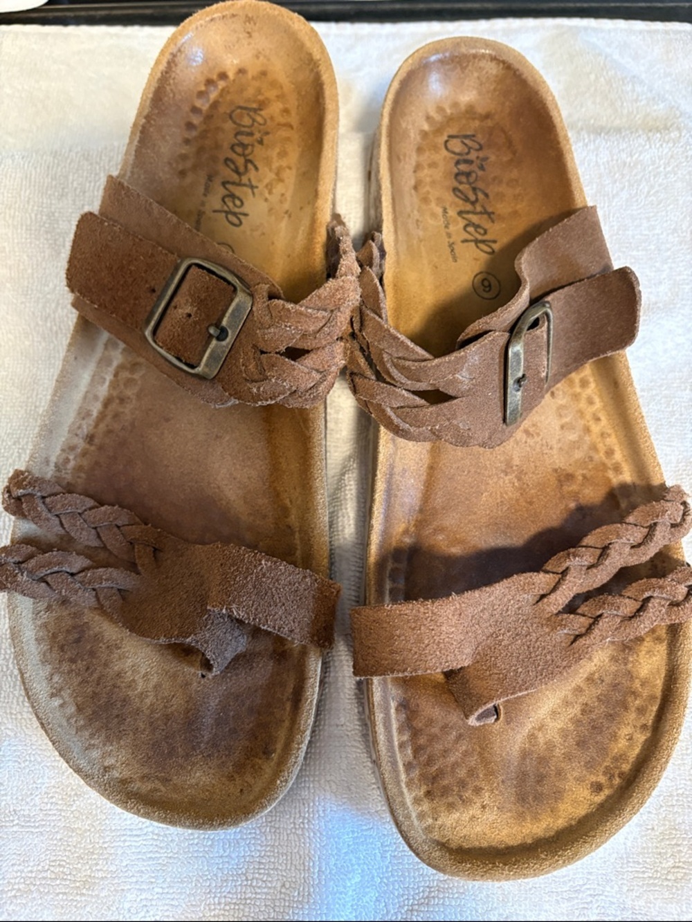Bio Step Braided Tan Leather Sandals Sz 6 - Picture 2 of 6